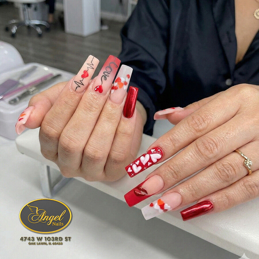 Beautiful Valentine Nail Ideas in Oak Lawn, IL | Angel Nails 60453